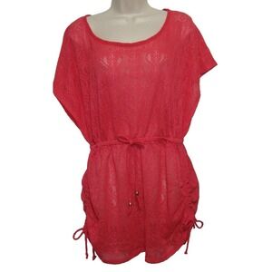 NWT CATALINA Swim Lace Cover Up Tie Front Size  Large Boho Resort wear Pink